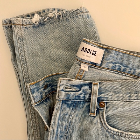 Agolde Denim - AGOLDE Jamie Distressed Light Blue Jeans
